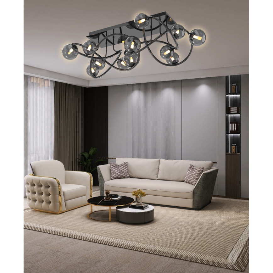 Wofi 9014-1205 - LED loftlampe NANCY 12xG9/3,5W/230V sort/skinnende krom