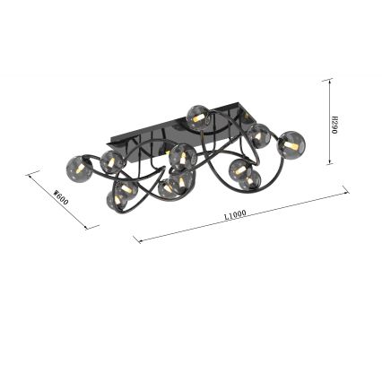 Wofi 9014-1205 - LED loftlampe NANCY 12xG9/3,5W/230V sort/skinnende krom