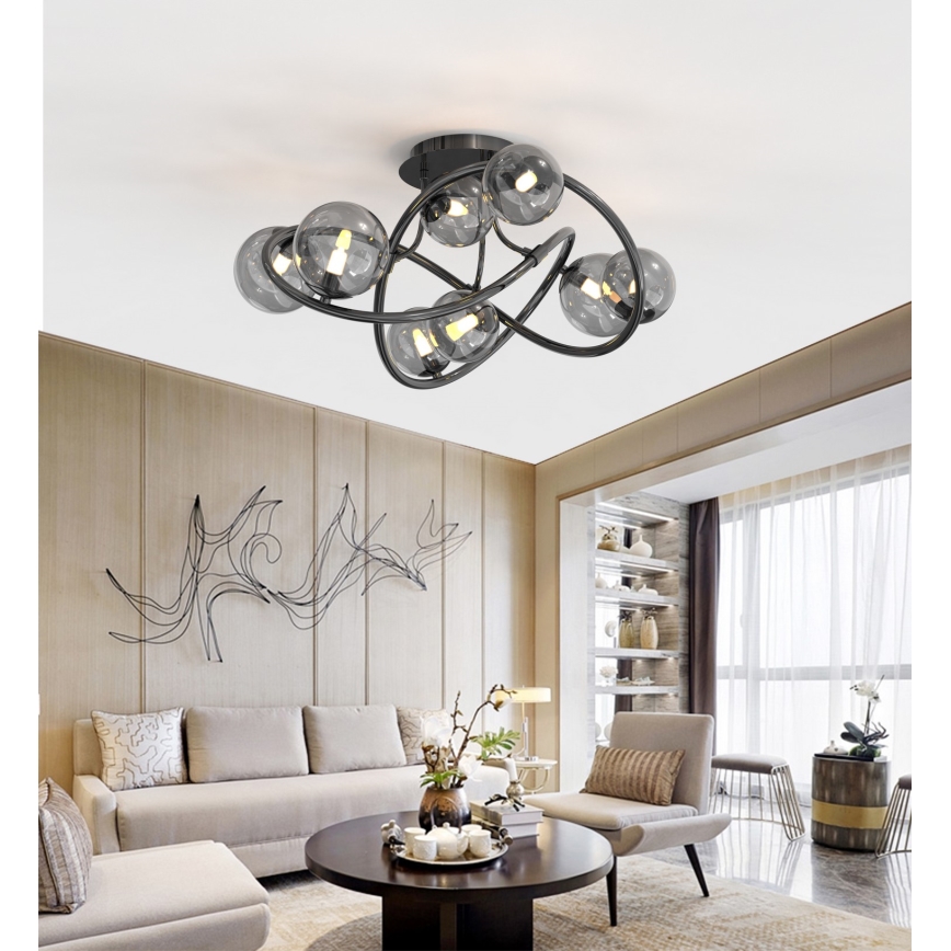 Wofi 9014-805 - LED loftlampe NANCY 8xG9/3,5W/230V sort/skinnende krom