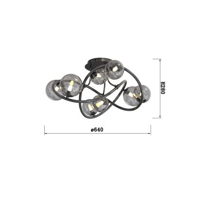 Wofi 9014-805 - LED loftlampe NANCY 8xG9/3,5W/230V sort/skinnende krom