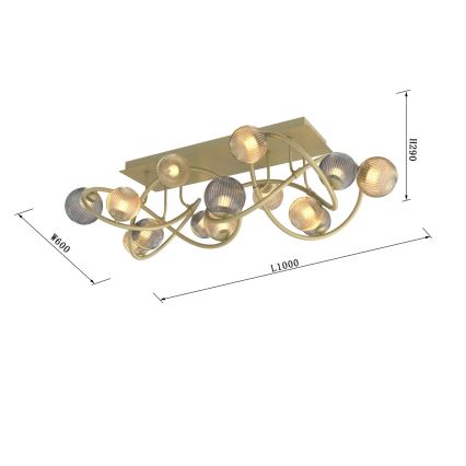 Wofi 9015-1204 - LED loftlampe METZ 12xG9/3,5W/230V guldfarvet/grå