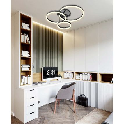Wofi 9049-405 - LED loftlampe dæmpbar PERPIGNAN LED/51W/230V sort/skinnende krom