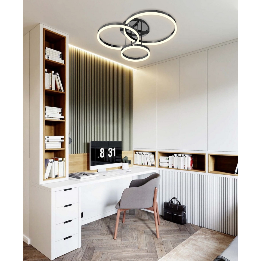 Wofi 9049-405 - LED loftlampe dæmpbar PERPIGNAN LED/51W/230V sort/skinnende krom