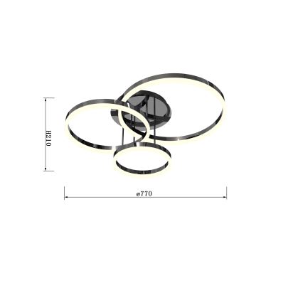 Wofi 9049-405 - LED loftlampe dæmpbar PERPIGNAN LED/51W/230V sort/skinnende krom