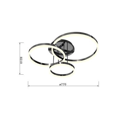 Wofi 9049-405 - LED loftlampe dæmpbar PERPIGNAN LED/51W/230V sort krom