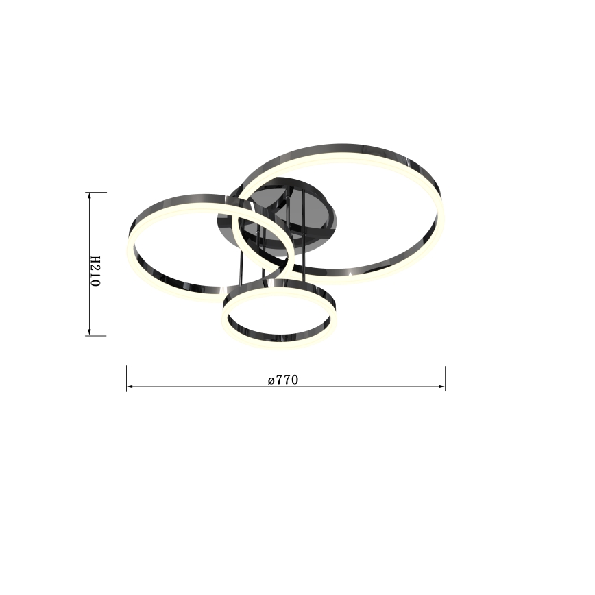 Wofi 9049-405 - LED loftlampe dæmpbar PERPIGNAN LED/51W/230V sort/skinnende krom