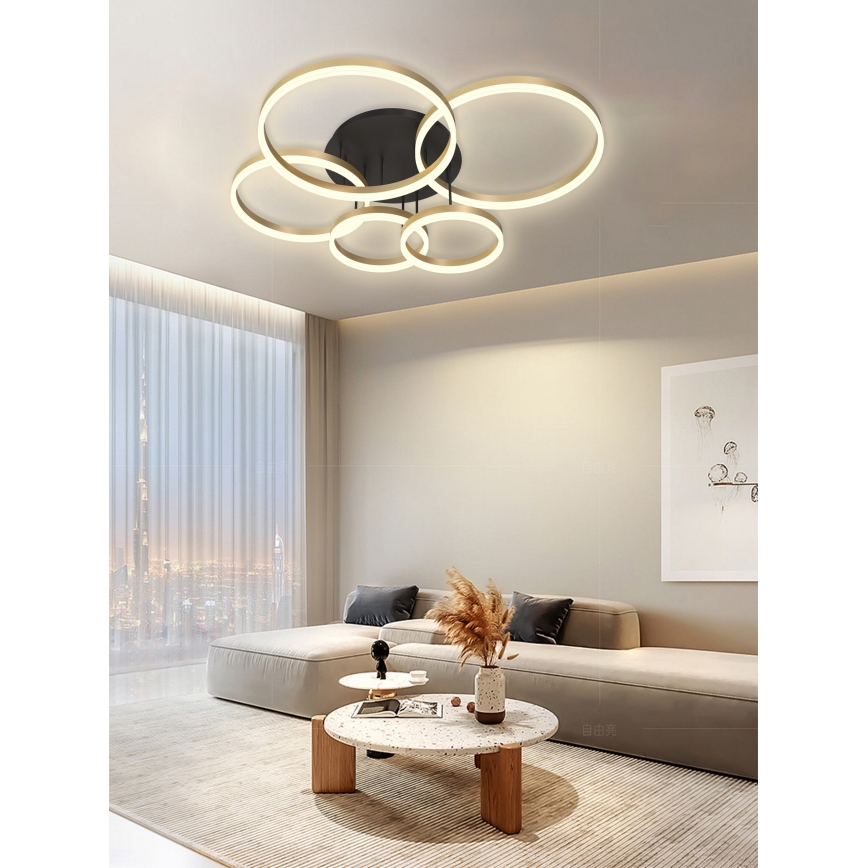 Wofi 9049-601 - LED loftlampe dæmpbar PERPIGNAN LED/80W/230V guldfarvet