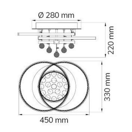 Wofi 9103.01.01.8420 - LED loftlampe dæmpbar MEDLEY LED/37W/230V