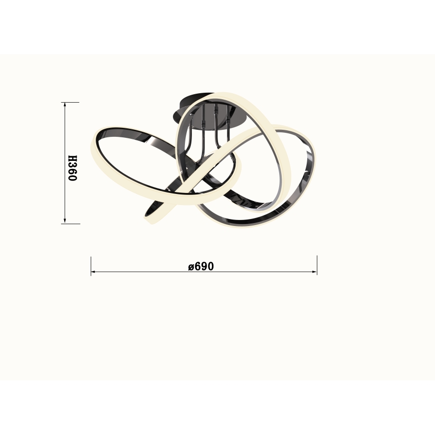 Wofi 9134-105L - LED loftlampe dæmpbar INDIGO LED/50W/230V sort/skinnende krom