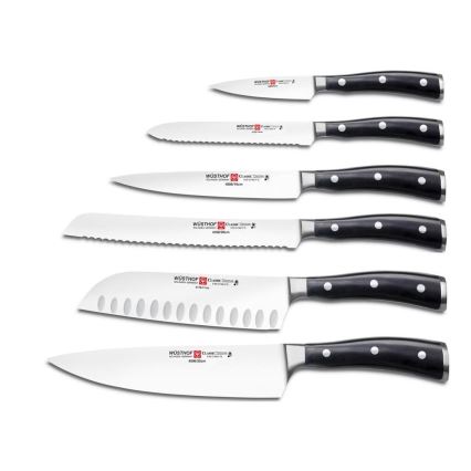 Wüsthof - Sæt med køkkenknive i knivblok CLASSIC IKON 7 stk. aske/sort