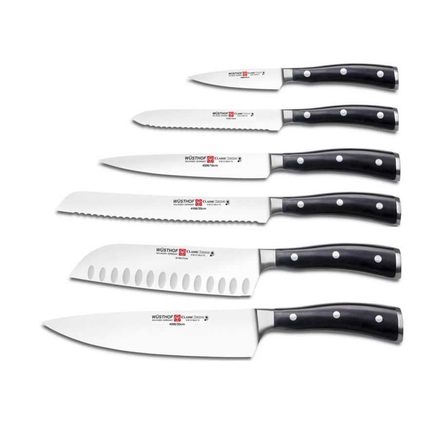 Wüsthof - Sæt med køkkenknive i knivblok CLASSIC IKON 7 stk. aske/sort