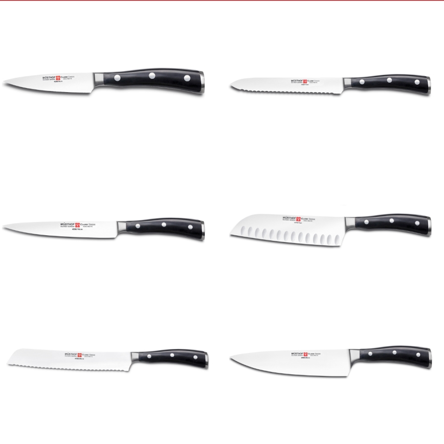 Wüsthof - Sæt med køkkenknive i knivblok CLASSIC IKON 7 stk. aske/sort