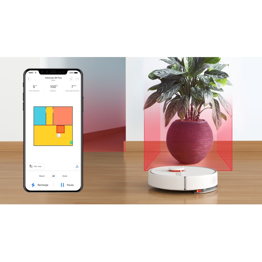 Xiaomi - Smart robotstøvsuger ROBOROCK S6 Pure 58W Wi-Fi hvid