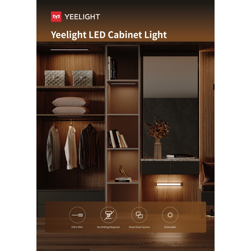 Yeelight - LED Genopladelig møbelbelysning dæmpbar med sensor LED/1,8W/1100 mAh 4000K 20 cm sølvfarvet