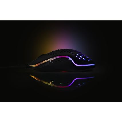 Yenkee - LED gaming-mus RGB-farver 6400 DPI 7 knapper sort