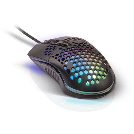Yenkee - LED gaming-mus RGB-farver 6400 DPI 7 knapper sort