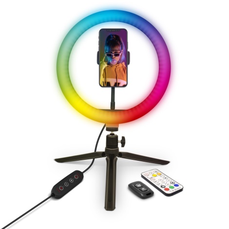 Yenkee - LED lampe stativ + til vlogging dæmpbar RGB-farver LED/5V + | Lamp