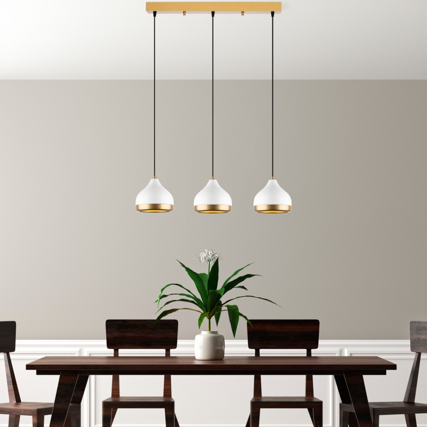 YILDO pendellampe 3xE27/40W/230V hvid/guld