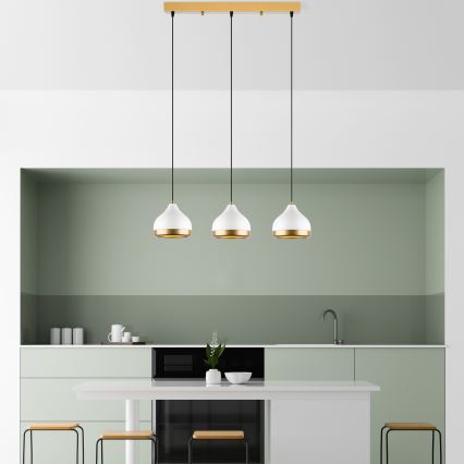 YILDO pendellampe 3xE27/40W/230V hvid/guld