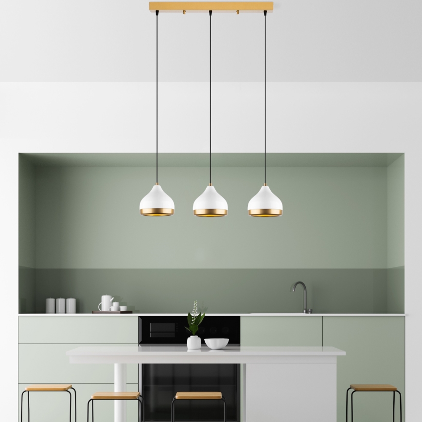 YILDO pendellampe 3xE27/40W/230V hvid/guld