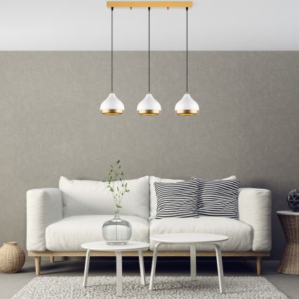 YILDO pendellampe 3xE27/40W/230V hvid/guld