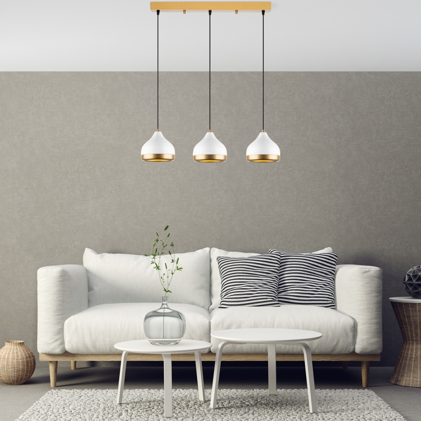 YILDO pendellampe 3xE27/40W/230V hvid/guld