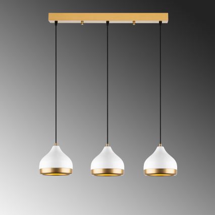 YILDO pendellampe 3xE27/40W/230V hvid/guld