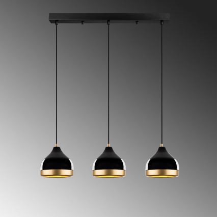 YILDO pendellampe 3xE27/40W/230V sort/guld