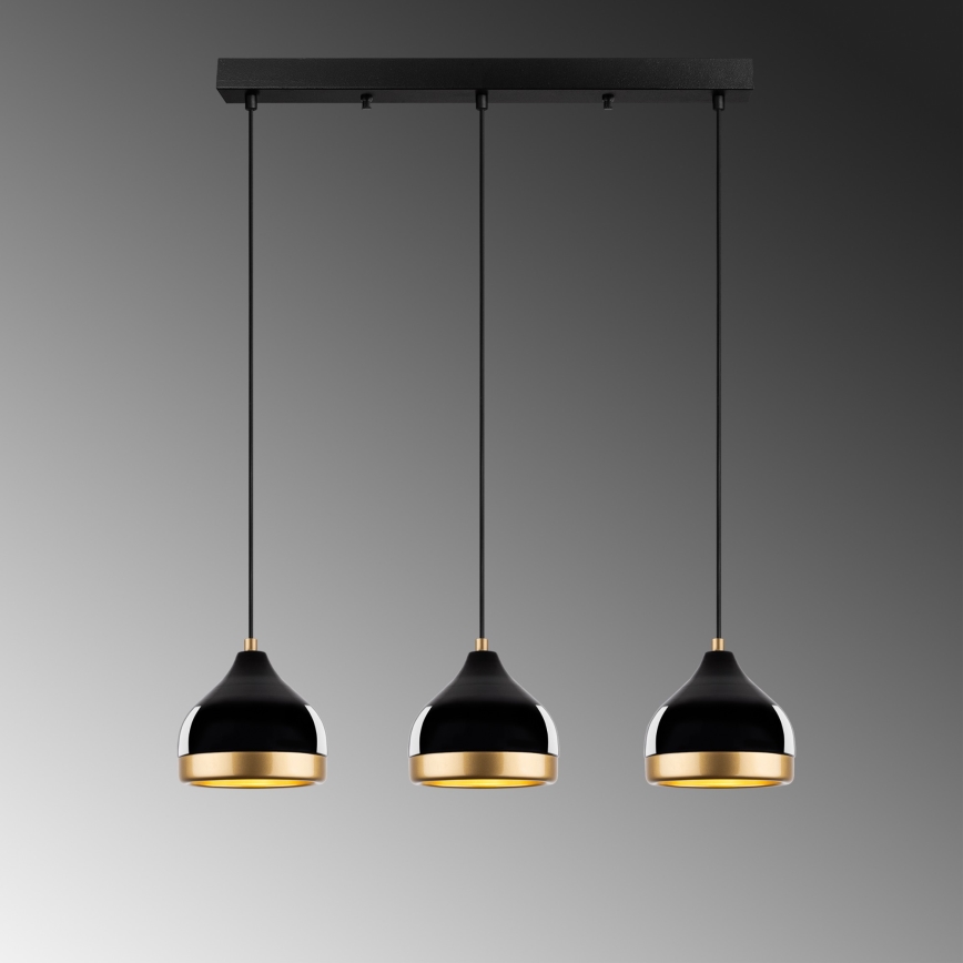 YILDO pendellampe 3xE27/40W/230V sort/guld