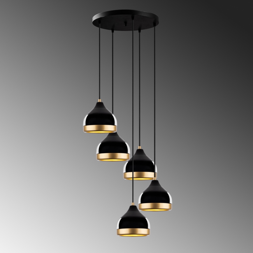 YILDO pendellampe 5xE27/40W/230V sort/guld