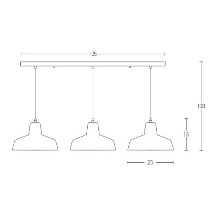 Zambelis 1653 - Loftlampe med wire 3xE27/40W/230V beton