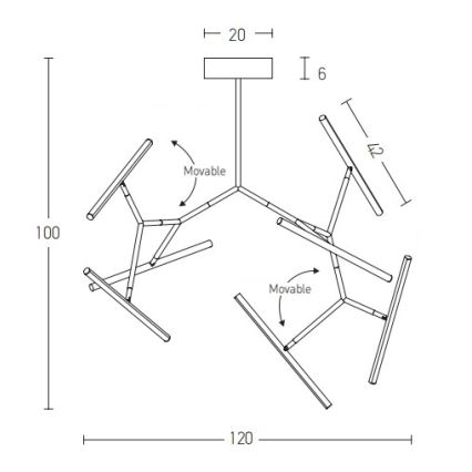 Zambelis 2072 - LED pendellampe dæmpbar LED/68W/230V sort