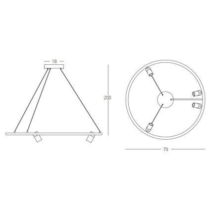 Zambelis 22013 - LED pendel dæmpbar LED/59W/230V diameter 79 cm sort