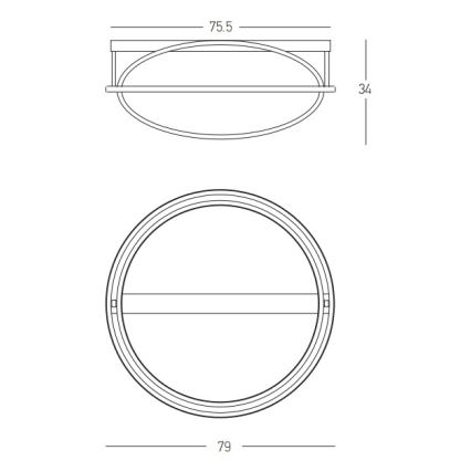 Zambelis 22019 - LED loftlampe dæmpbar LED/80W/230V diameter 79 cm guldfarvet