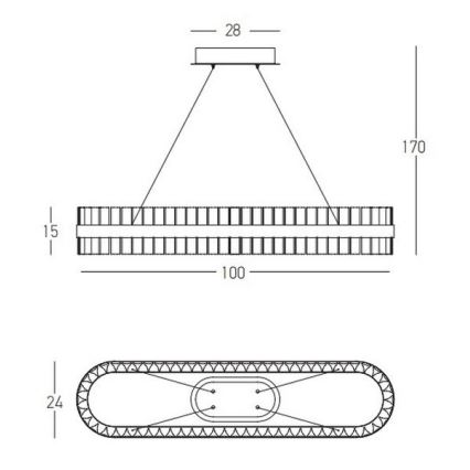 Zambelis 22041 - LED pendel dæmpbar LED/68W/230V guldfarvet