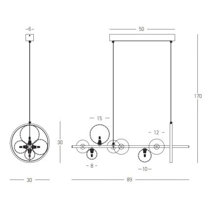 Zambelis 22063 - LED dæmpbar loftlampe på kabel LED/14W + 7xG9/7W/230V