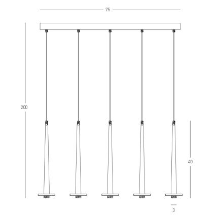 Zambelis 22112 - LED pendel dæmpbar 5xLED/3W/230V CRI90 sort