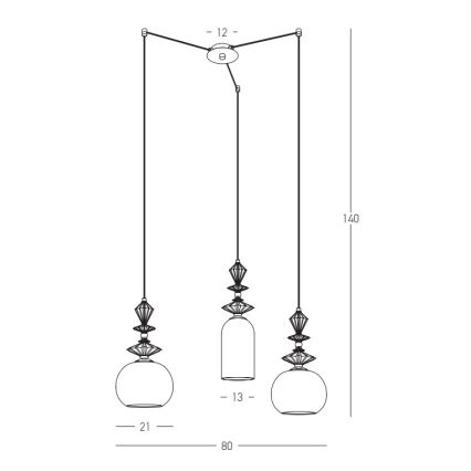 Zambelis 22152 - Pendel 3xE27/40W/230V edderkop keramik