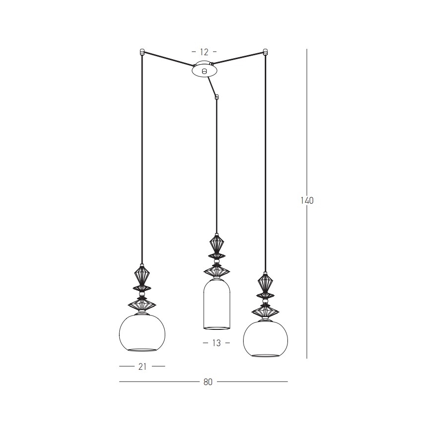 Zambelis 22152 - Pendel 3xE27/40W/230V edderkop keramik