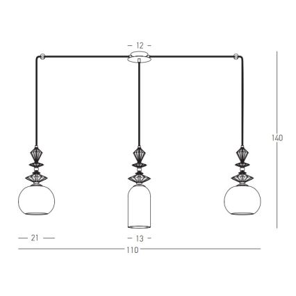 Zambelis 22153 - Pendel 3xE27/40W/230V edderkop keramik