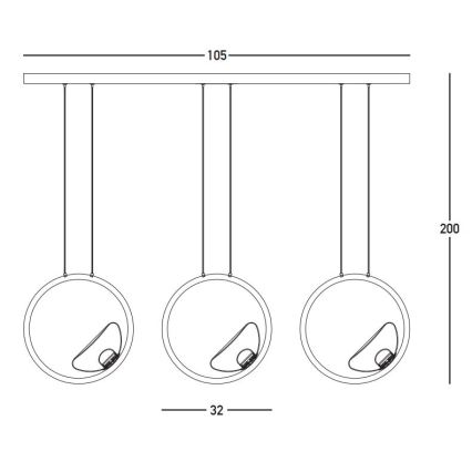 Zambelis 23029 - LED pendel dæmpbar 3xLED/7W/230V 3000K guldfarvet