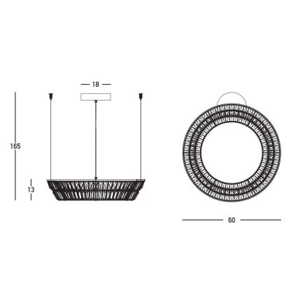 Zambelis 23046 - LED Dæmpbar krystal pendel på snor LED/38W/230V CRI 90 3000K diameter 60 cm messing