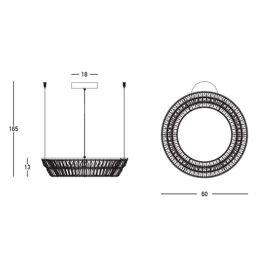 Zambelis 23046 - LED Dæmpbar krystal pendel på snor LED/38W/230V CRI 90 3000K diameter 60 cm messing