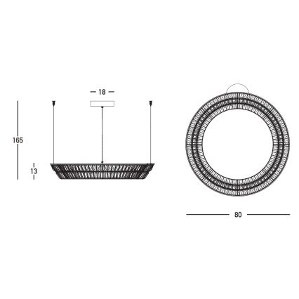 Zambelis 23048 - LED Dæmpbar krystal pendel på snor LED/55W/230V CRI 90 3000K diameter 80 cm messing