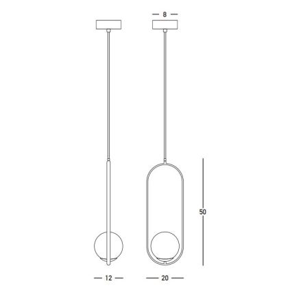 Zambelis 23135 - Pendel 1xG9/7W/230V 12x20 cm guldfarvet