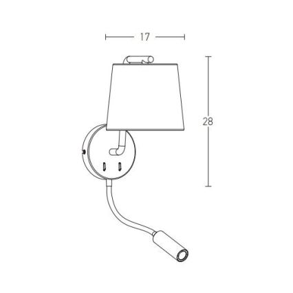 Zambelis H57 - LED væglampe LED/3W + 1xE27/40W/230V sort