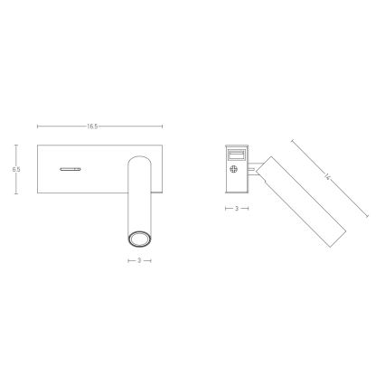 Zambelis H75 - LED væglampe LED/3W/230V USB sort