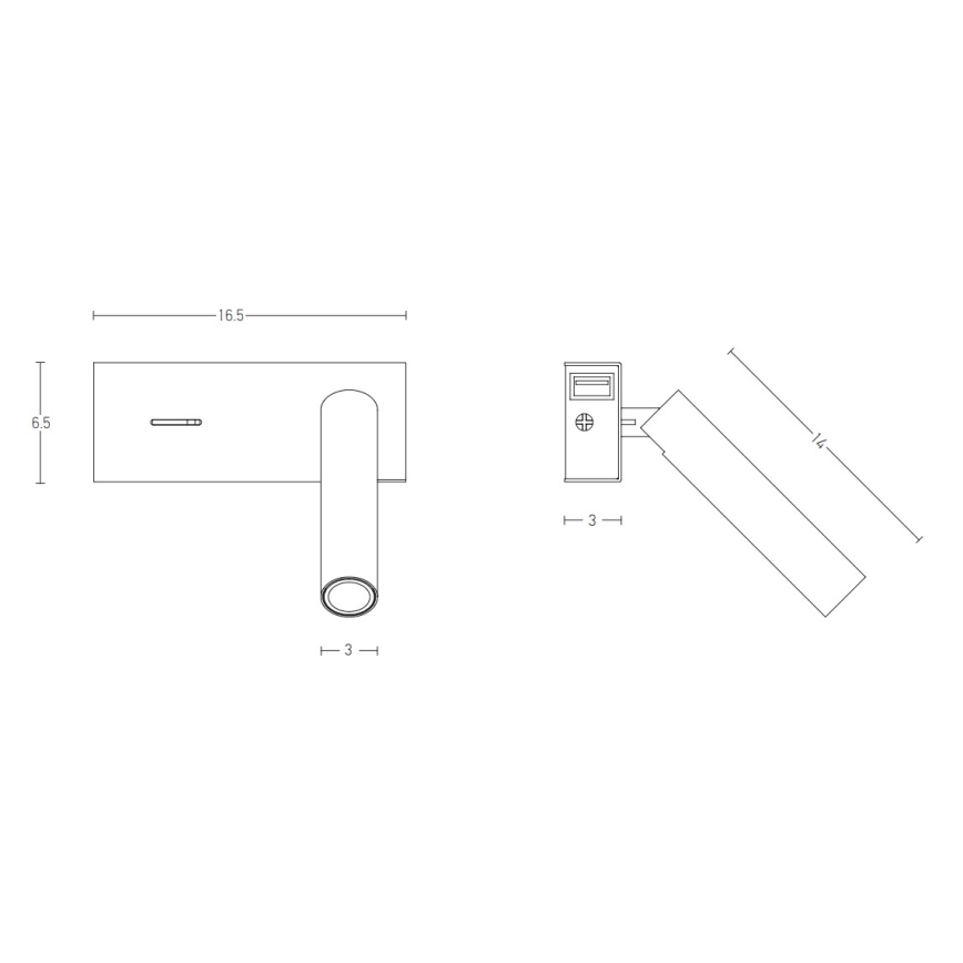 Zambelis H75 - LED væglampe LED/3W/230V USB sort