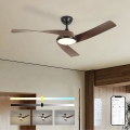 ZEVENTI - Dæmpbar LED-loftventilator AERYS LED/24W/230V 3000/4000/6000K Wi-Fi Tuya sort/valnød + fjernbetjening