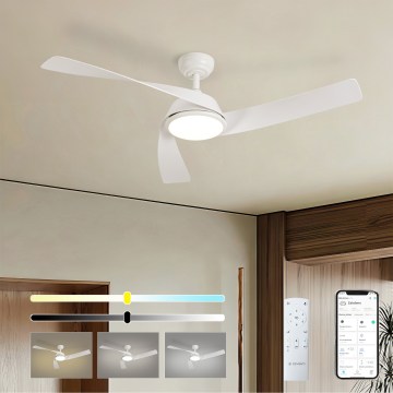 ZEVENTI - Dæmpbar LED-loftventilator AERYS LED/24W/230V 3000/4000/6000K Wi‑Fi Tuya hvid + fjernbetjening